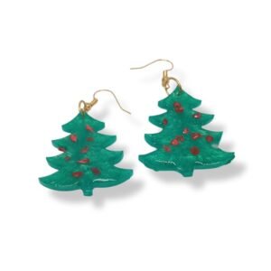 Σκουλαρίκια Χριστουγεννιάτικα δεντράκια από υγρό γυαλί