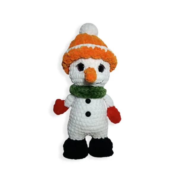 Πλεκτό βελούδινο κουκλάκι Χιονάνθρωπος