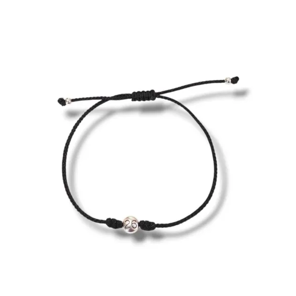 Unisex βραχιόλι "26" με μαύρο κορδόνι, αυξομειούμενο