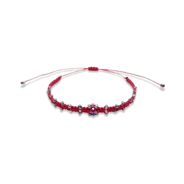 Βραχιόλι Makrame Κόκκινο με Κεντρικό Κρύσταλλο