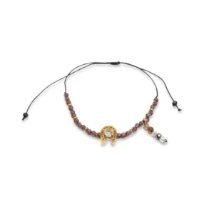 Βραχιόλι Πέταλο Τύχης & Μωβ Κρύσταλλα, Μπρούτζος