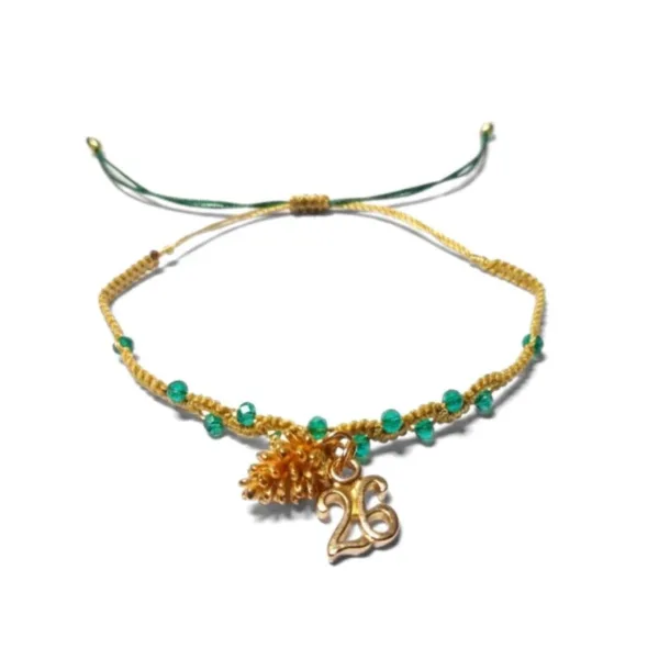 Βραχιόλι Γούρι 2026 με Κουκουνάρι Macrame