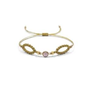 Βραχιόλι Χρυσό Μακραμέ Μωβ Πέτρα