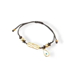 Γούρι βραχιόλι 2026 με ματάκι βιτρώ σε μπρονζέ κορδόνι