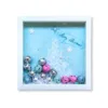 Χριστουγεννιάτικο Shadow Box 25X25 με Παστέλ Κουδουνάκια και Λαμπερό Χιόνι