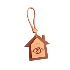 Γούρι Καφέ Σπιτάκι με Πλέξιγκλας Σπίτι, Ευχές & Μάτι