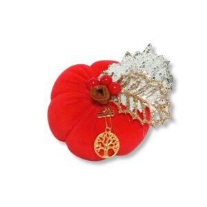 Βελούδινη κολοκύθα γούρι Κόκινη (9cm)