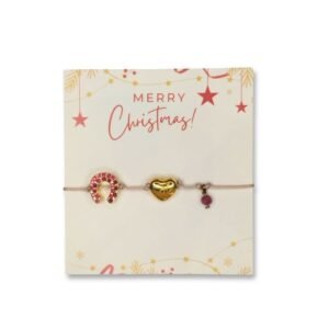 Βραχιόλι γούρι '26 με επίχρυση καρδιά, πέταλο & κρυσταλλάκι