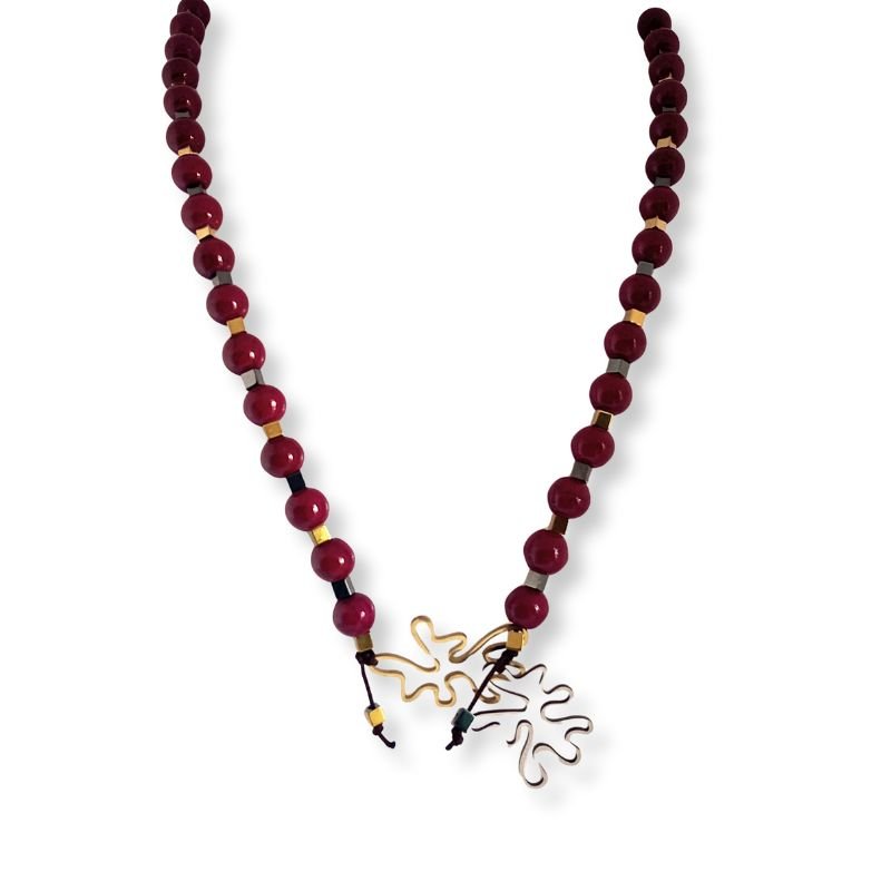 Kolie-aimatitis-chaolitis- bordeaux-lena’sdreamart Χειροποίητο κολιέ με ημιπολύτιμες πέτρες