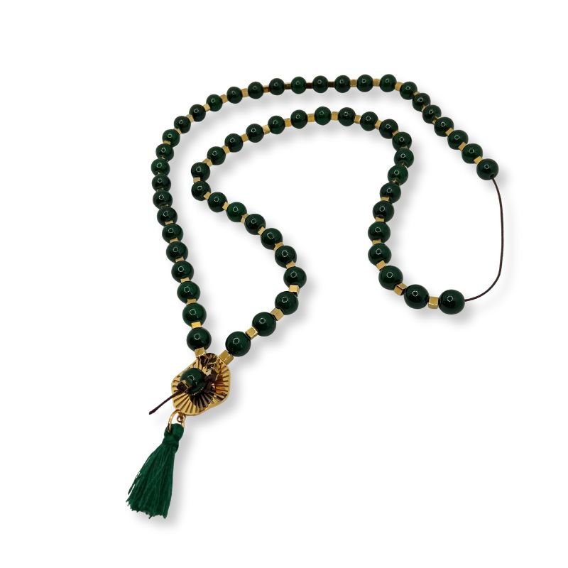 Kolie-foynta-prasino-chaolitis-atsali-lena’sdreamart Χειροποίητο κολιέ από ατσάλι και ημιπολύτιμες πέτρες