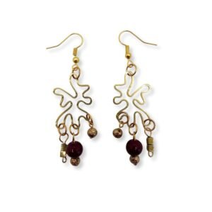 Χειροποίητα κρεμαστά σκουλαρίκια από ατσάλι και ημιπολύτιμες πέτρες