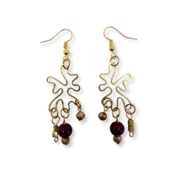 Χειροποίητα κρεμαστά σκουλαρίκια από ατσάλι και ημιπολύτιμες πέτρες