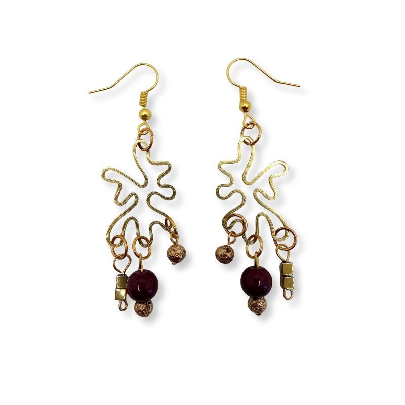 Skoylarikia-chaolitis-bordeaux-aimatitis-lava-lena’sdreamart Χειροποίητα κρεμαστά σκουλαρίκια από ατσάλι και ημιπολύτιμες πέτρες