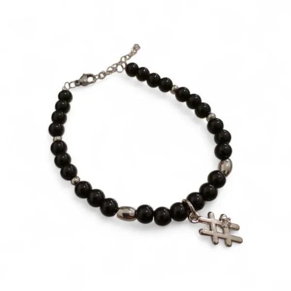 Βραχιόλι με ατσάλινες και γυάλινες χάντρες