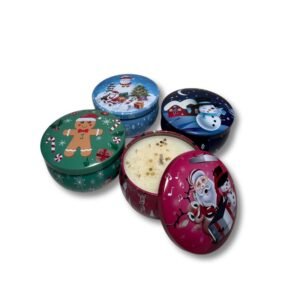 Κερί μελομακάρονο σε μεταλλικό χριστουγεννιάτικο δοχείο