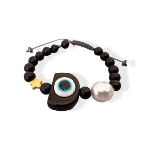 Βραχιόλι με πλέξιγκλας μάτι και πέρλα