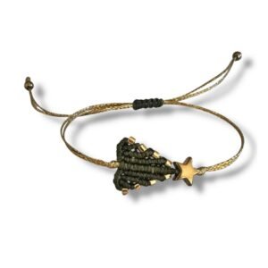 Μακραμέ Βραχιόλι Χριστουγεννιάτικο δεντράκι, Πράσινο