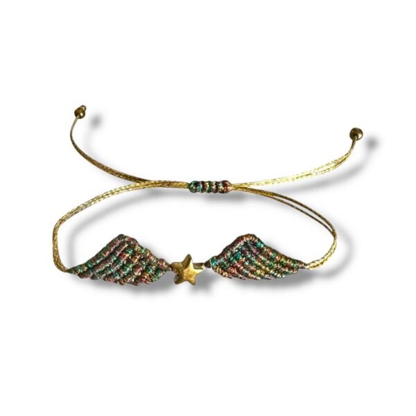 Μακραμέ χριστουγεννιάτικο βραχιόλι γούρι Φτερά Αγγέλου, Πολύχρωμο