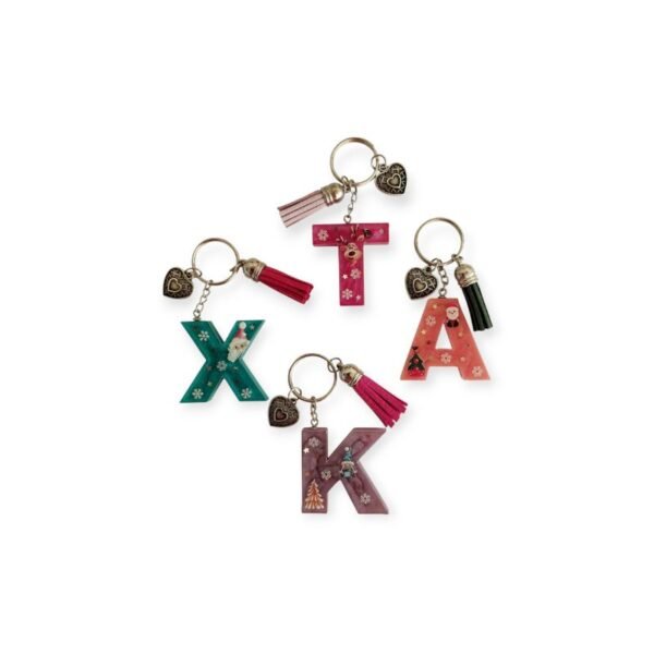 Μπρελόκ χριστουγεννιάτικο μονόγραμμα από υγρό γυαλί