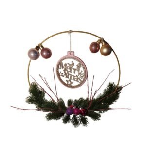 Στεφανάκι Merry Christmas Ροζ και Χρυσό