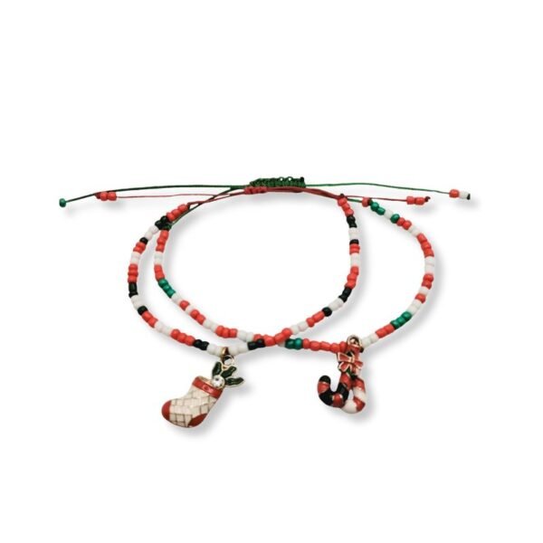 Χριστουγεννιάτικα Βραχιόλια με κλείσιμο μακραμέ
