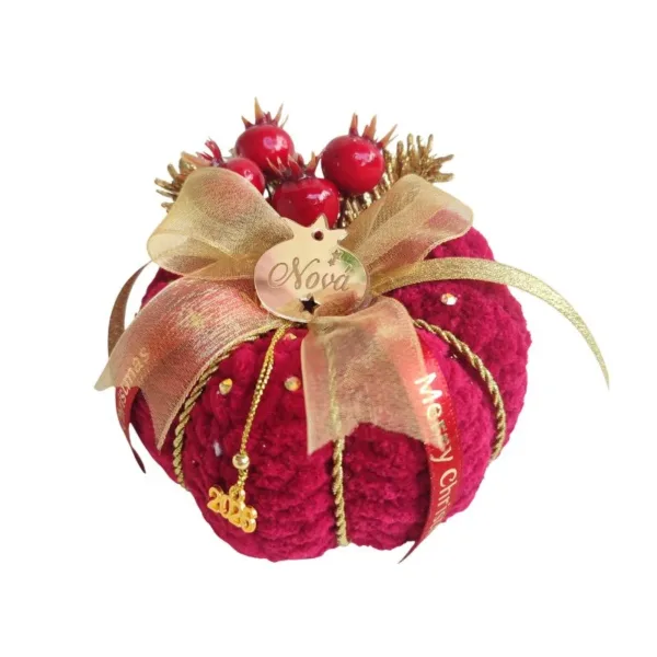 Χριστουγεννιάτικη μπορντό κολοκύθα γούρι 2026 ''Για τη Νονά''