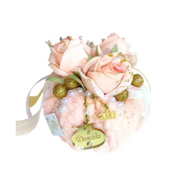 Χριστουγεννιάτικη ροζ κολοκύθα γούρι 2026 ''Για τη Δασκάλα''