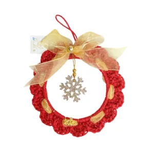 Χριστουγεννιάτικο κόκκινο πλεκτό στεφανάκι χιονονιφάδα γούρι 2026