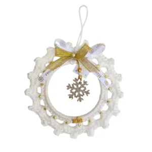 Χριστουγεννιάτικο άσπρο πλεκτό στεφανάκι γούρι 2026