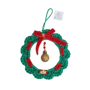 Χριστουγεννιάτικο πράσινο πλεκτό στεφανάκι γούρι 2026