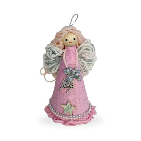 Στολίδι γούρι '26 Χριστουγεννιάτικο, Ροζ αγγελάκι