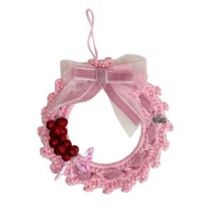 Χριστουγεννιάτικο ροζ πλεκτό στεφανάκι γούρι 2026