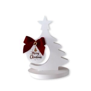 Πορσελάνινο χριστουγεννιάτικο δέντρο με μπάλα και μπορντό κορδέλα