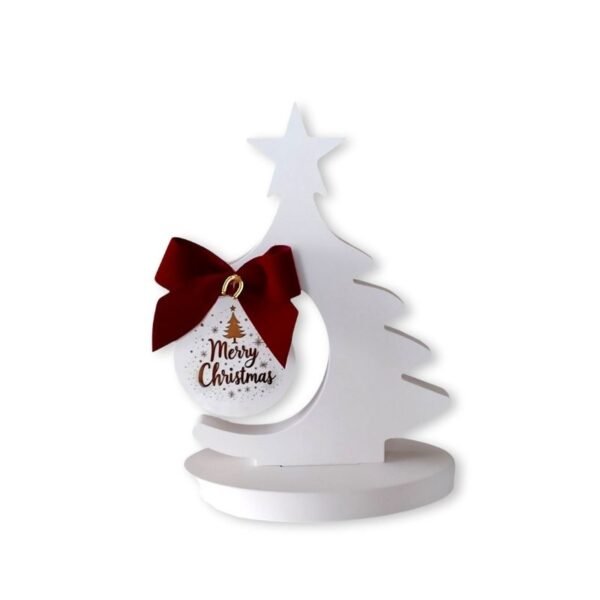 Πορσελάνινο χριστουγεννιάτικο δέντρο με μπάλα και μπορντό κορδέλα