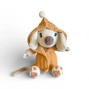 Κούκλα πλεκτό ποντικάκι με χειμωνιάτικο μπουφάν