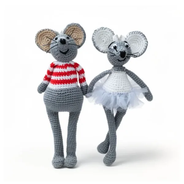 Ζευγάρι κουκλάκια πλεκτά Ποντικάκια