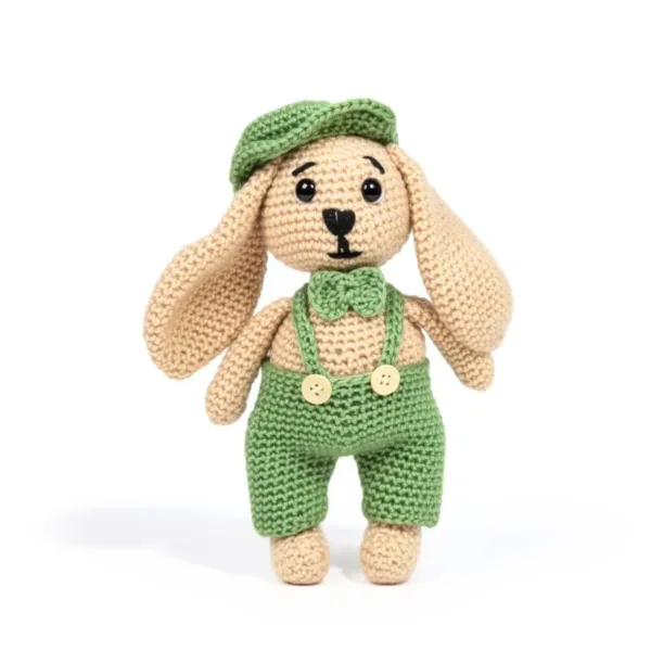 Πλεκτό κουκλάκι Σκυλάκι με καπέλο