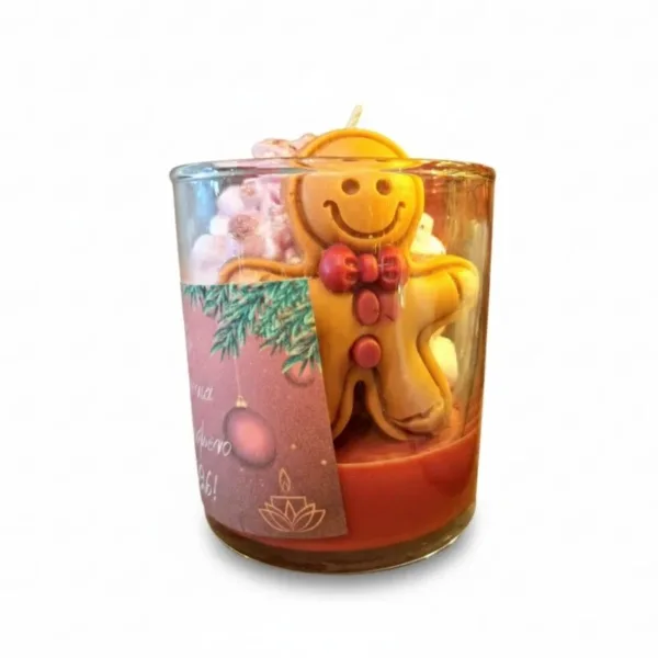 Χριστουγεννιάτικο κερί σόγιας με τον μπισκοτούλη σε στυλ γούρι