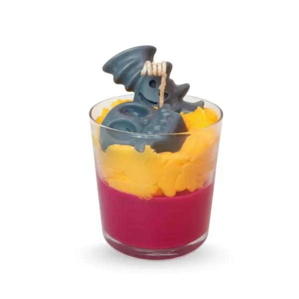 Halloween κερί σόγιας με νυχτερίδα και νεκροκεφαλή