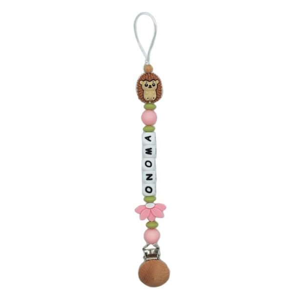 Κλιπ πιπίλας με όνομα και χάντρες σιλικόνης – Σκαντζοχοιράκι