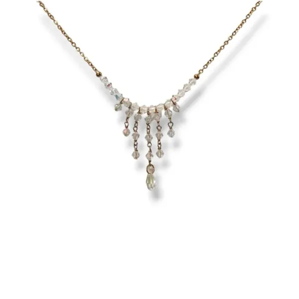 Ατσάλινο επιχρυσωμένο κολιέ με κρύσταλλα swarovski