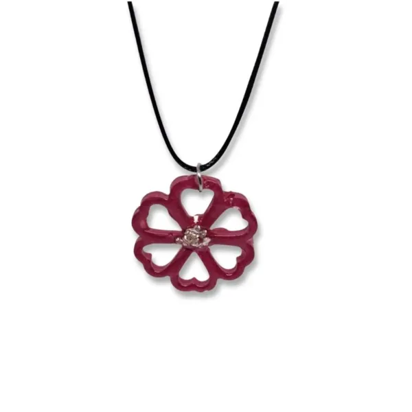 Κολιέ μαργαρίτα κόκκινη από υγρό γυαλί