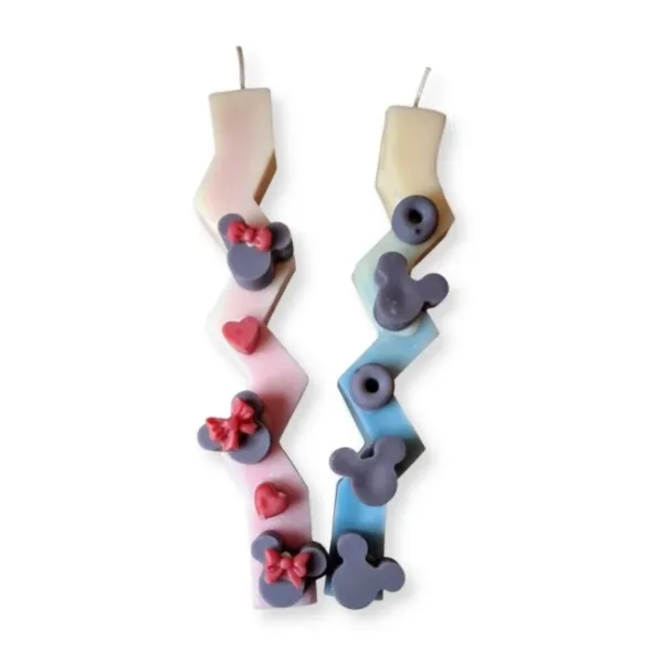 Χειροποίητη Λαμπάδα από κερί σόγιας για Ζευγάρια Ποντικάκια