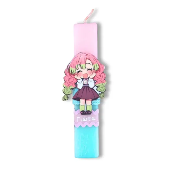 Αρωματική λαμπάδα κορίτσι με ροζ μαλλιά με όνομα