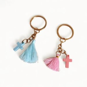 Μαρτυρικά Μπρελόκ Βάπτισης με Φουντίτσα & Σταυρό (ελαχ.25τμχ.)