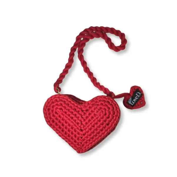Πλεκτό τσαντάκι Καρδιά