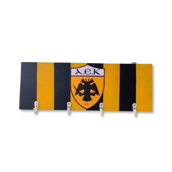 Παιδική κρεμάστρα τοίχου ξύλινη, ομάδα μαύρη με κίτρινο