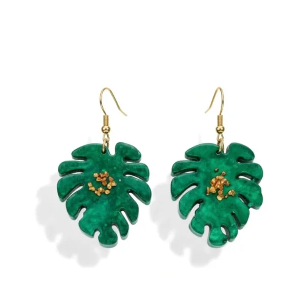 Σκουλαρίκια φύλλα από υγρό γυαλί