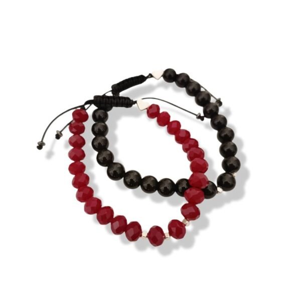 Σετ βραχιόλια για ζευγάρι με μεταλλικές καρδιές για τη γιορτή του Αγίου Βαλεντίνου