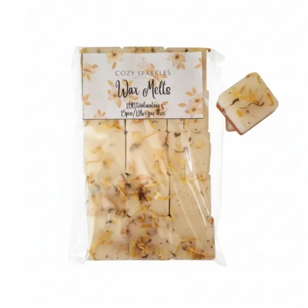 Wax Melts σε τετράγωνο σχήμα με αποξηραμένη καλέντουλα